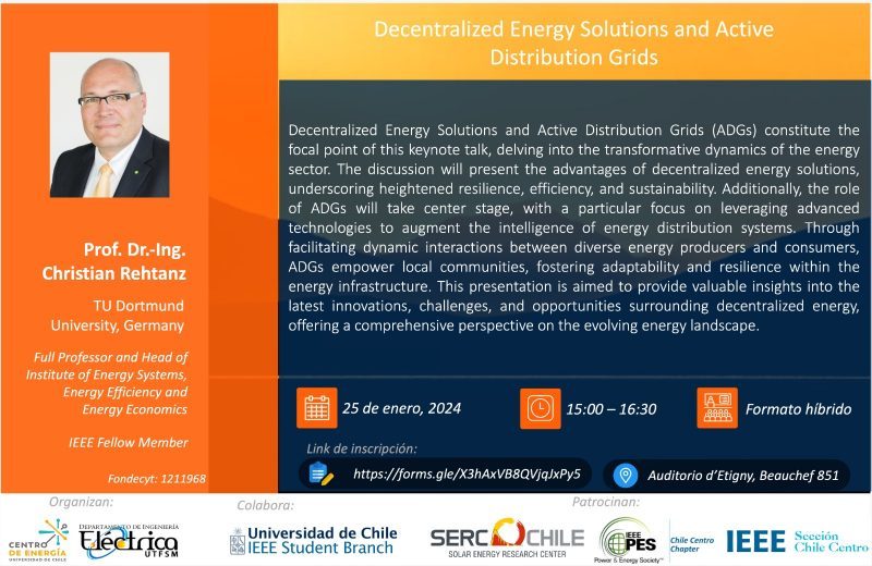 Charla ⚡ ️“Decentralized Energy Solutions And Active Distribution Grids”.