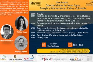 Seminario:  Oportunidades De Nexo Agua, Energía Y Alimentos En Chile Y Colombia.