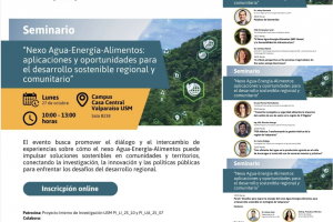 (Español) Seminario: “Nexo Agua-Energía-Alimentos: Aplicaciones Y Oportunidades Para El Desarrollo Sostenible Regional Y Comunitario”