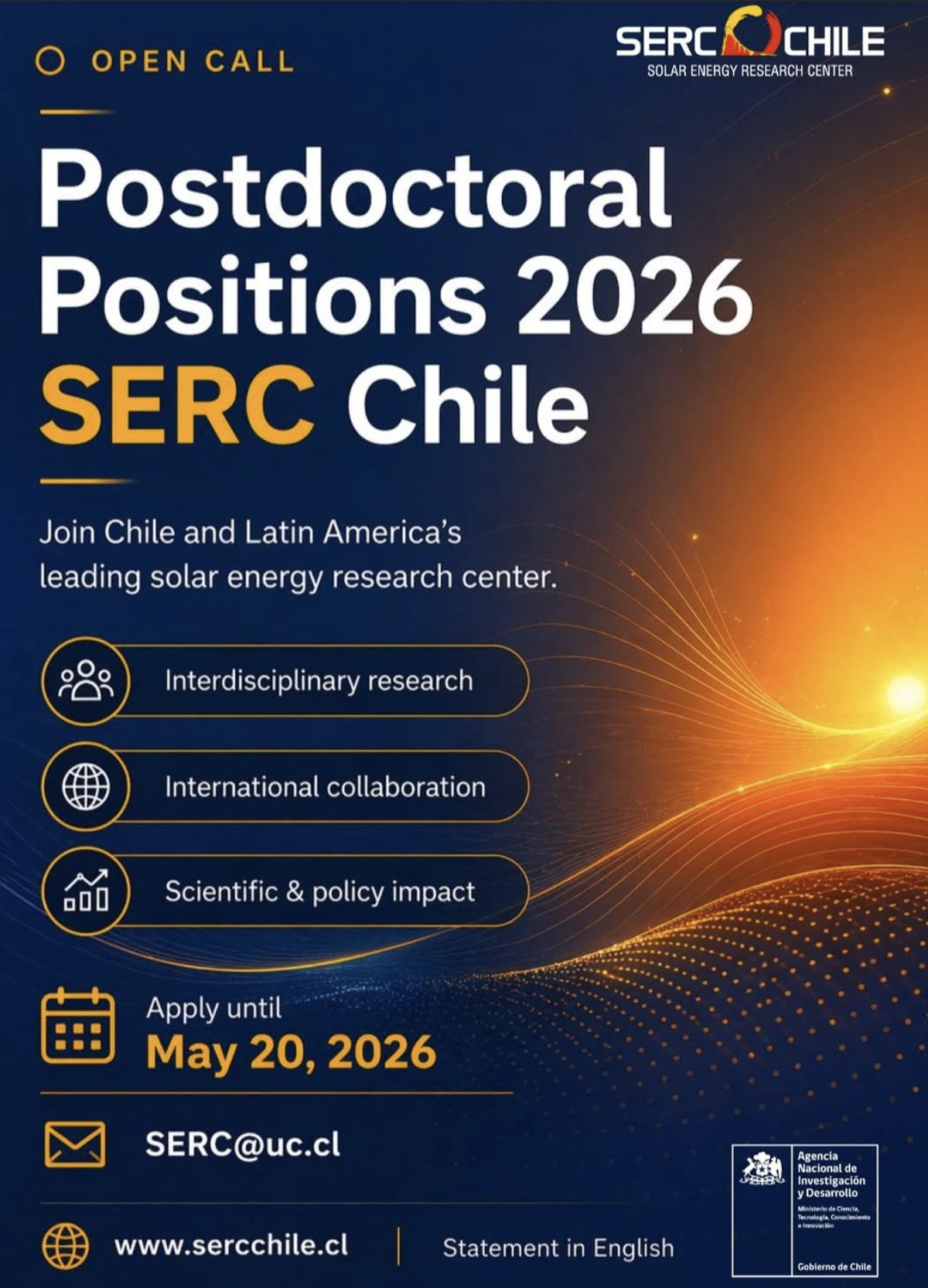 SERC Chile – Open Call Postdoctoral Positions 2026